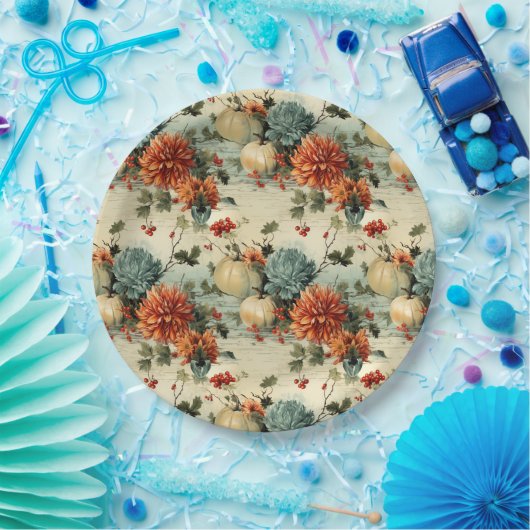 Vintages Muster des Erntedanks (1) Pappteller (Party)