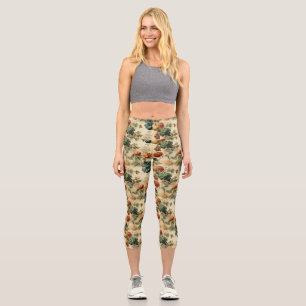 Vintages Muster des Erntedanks (2) Capri Leggings