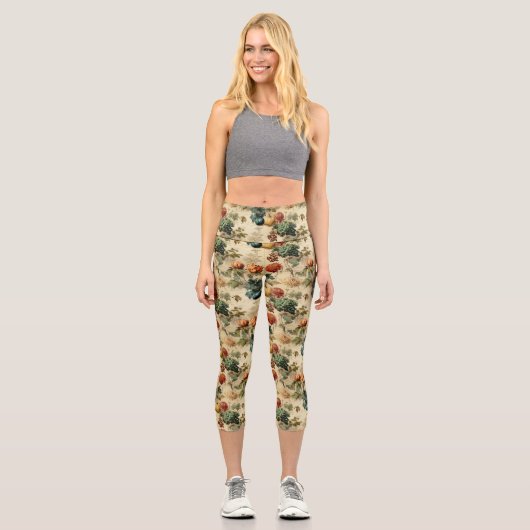 Vintages Muster des Erntedanks (2) Capri Leggings (Vorderseite)
