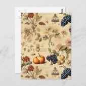 Vintages Muster des Erntedanks (4) Postkarte (Vorne/Hinten)