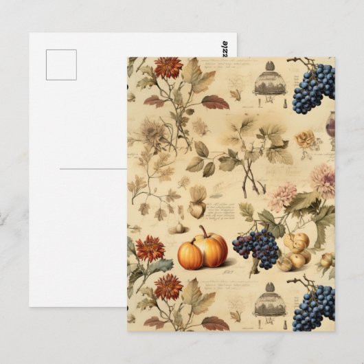 Vintages Muster des Erntedanks (4) Postkarte (Vorne/Hinten)