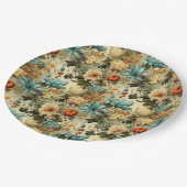 Vintages Muster des Erntedanks (5) Pappteller (Schrägansicht)