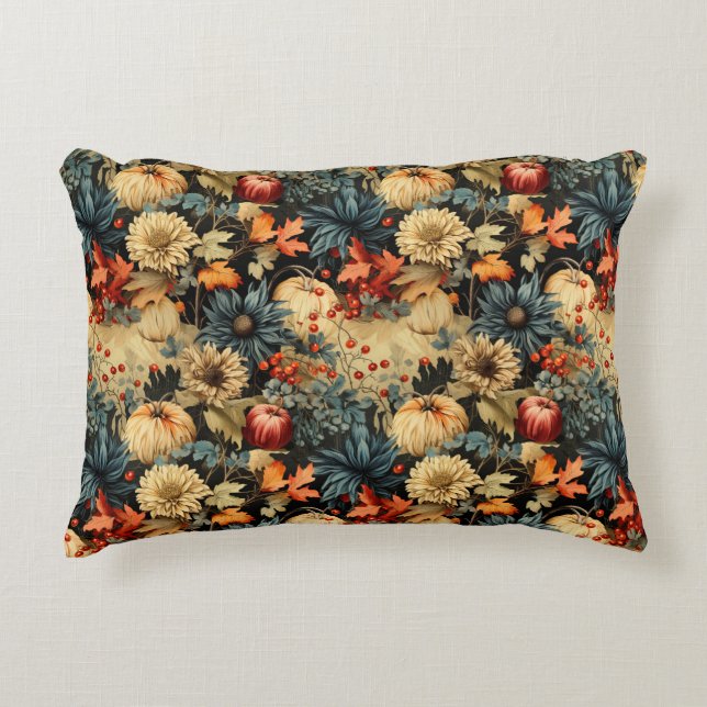 Vintages Muster des Erntedanks mit Blumenmuster (1 Dekokissen (Vorderseite)