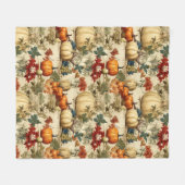 Vintages Muster des Erntedanks mit Blumenmuster (1 Fleecedecke (Vorderseite (Horizontal))