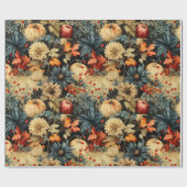 Vintages Muster des Erntedanks mit Blumenmuster (1 Geschenkpapier (Flach)
