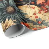 Vintages Muster des Erntedanks mit Blumenmuster (1 Geschenkpapier (Rolleneckpunkt)