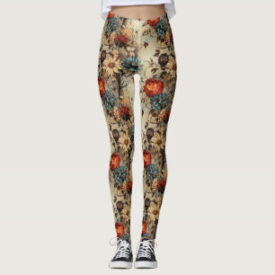 Vintages Muster des Erntedanks mit Blumenmuster (1 Leggings