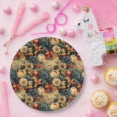 Vintages Muster des Erntedanks mit Blumenmuster (1 Pappteller (Party)