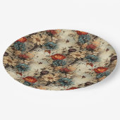 Vintages Muster des Erntedanks mit Blumenmuster (1 Pappteller (Schrägansicht)