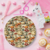 Vintages Muster des Erntedanks mit Blumenmuster (1 Pappteller (Party)