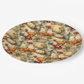 Vintages Muster des Erntedanks mit Blumenmuster (1 Pappteller (Schrägansicht)