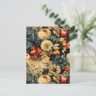 Vintages Muster des Erntedanks mit Blumenmuster (1 Postkarte