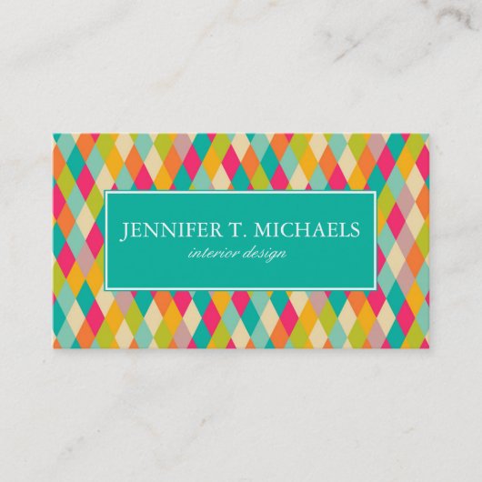 Vintages Muster des Harlekins Visitenkarte (Vorderseite)