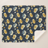 Vintages Muster, elegantes Blumendesign Sherpadecke (Vorderseite (Horizontal))