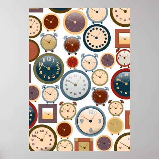 Vintages Muster für alte Uhren Poster (Vorne)