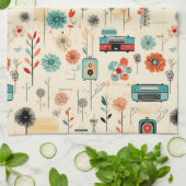 Vintages Muster für Blumen und Kamera (2) Geschirrtuch (Gefaltet)