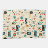 Vintages Muster für Blumen und Kamera (2) Geschirrtuch (Horizontal)