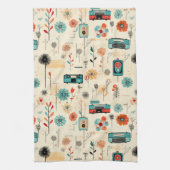 Vintages Muster für Blumen und Kamera (2) Geschirrtuch (Vertikal)