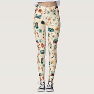 Vintages Muster für Blumen und Kamera (2) Leggings