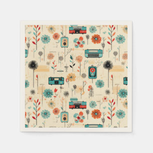 Vintages Muster für Blumen und Kamera (2) Serviette