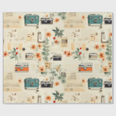 Vintages Muster für Blumen und Kamera (6) Geschenkpapier (Flach)