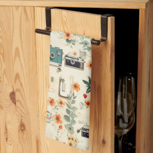 Vintages Muster für Blumen und Kamera (6) Geschirrtuch