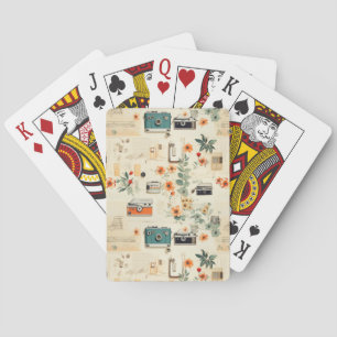 Vintages Muster für Blumen und Kamera (6) Spielkarten