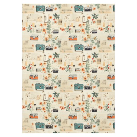 Vintages Muster für Blumen und Kamera (6) Tischdecke (Vorderseite)