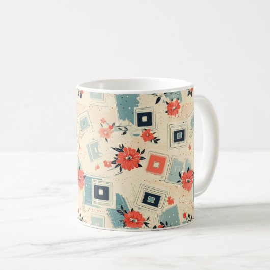 Vintages Muster für Blumen und Kameras (3) Kaffeetasse (VorderseiteRechts)