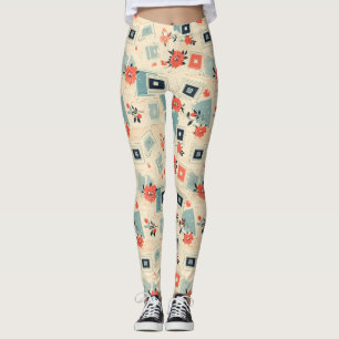 Vintages Muster für Blumen und Kameras (3) Leggings