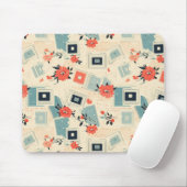 Vintages Muster für Blumen und Kameras (3) Mousepad (Mit Mouse)