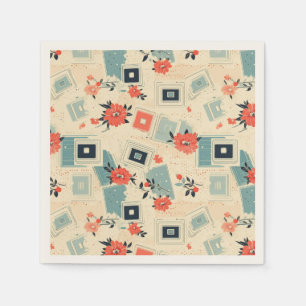 Vintages Muster für Blumen und Kameras (3) Serviette
