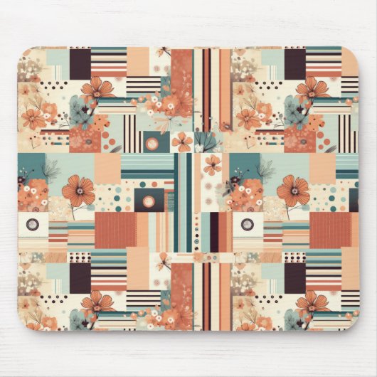Vintages Muster für Blumen und Kameras (4) Mousepad (Vorne)