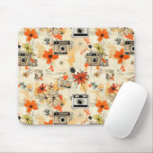 Vintages Muster für Blumen und Kameras (5) Mousepad (Mit Mouse)
