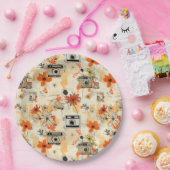 Vintages Muster für Blumen und Kameras (5) Pappteller (Party)