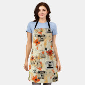 Vintages Muster für Blumen und Kameras (5) Schürze (Getragen)