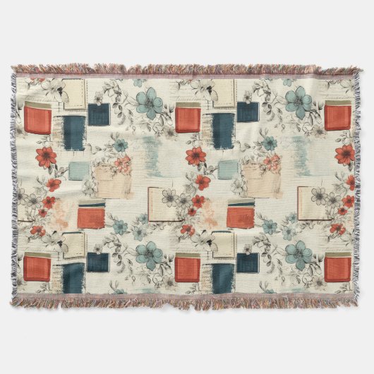 Vintages Muster für Blumen und Kameras (7) Decke (Vorderseite)