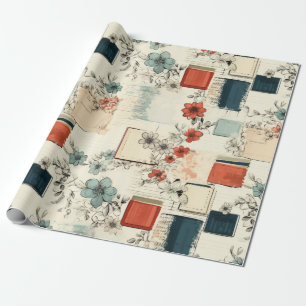 Vintages Muster für Blumen und Kameras (7) Geschenkpapier