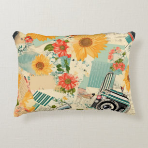 Vintages Muster für Blumen und Kameras (8) Dekokissen