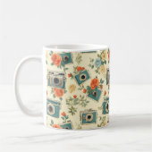 Vintages Muster für Blumen und Kameras Kaffeetasse (Links)