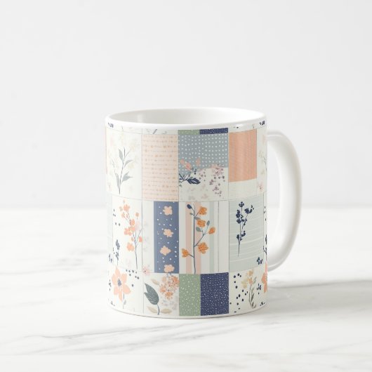 Vintages Muster für Blumenmuster - Pastell (4) Kaffeetasse (VorderseiteRechts)