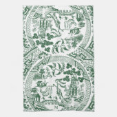 Vintages Muster für die Willow-China, Monogramm Geschirrtuch (Vertikal)