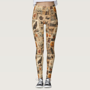 Vintages Muster für Herbstkollage Rustikales Eph Leggings