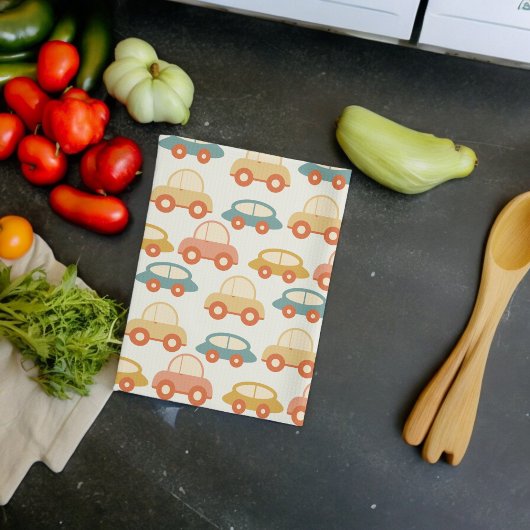 Vintages Muster für mehrfarbige Autos Geschirrtuch