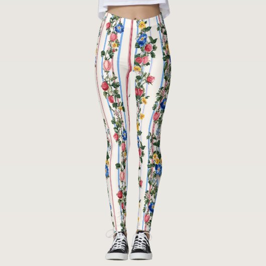 Vintages Muster für vertikale Erdbeeren Leggings (Vorderseite)