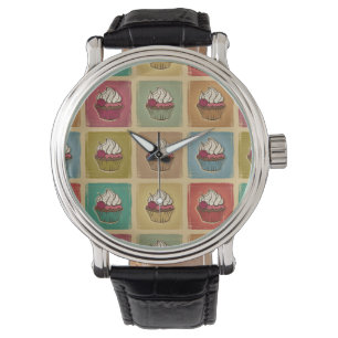 Vintages Muster gemacht von den kleinen Kuchen Armbanduhr