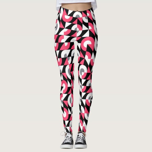 Vintages Muster: Geometrisches Abstraktes Muster Leggings (Vorderseite)