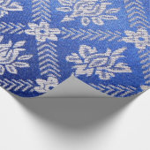 Vintages Muster-Gewebe-Blau Geschenkpapier (Ecke)