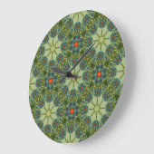 Vintages Muster in Grün mit Blumen Große Wanduhr (Winkel)