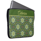 Vintages Muster in Grün mit Blumen Laptopschutzhülle (Vorne Rechts)